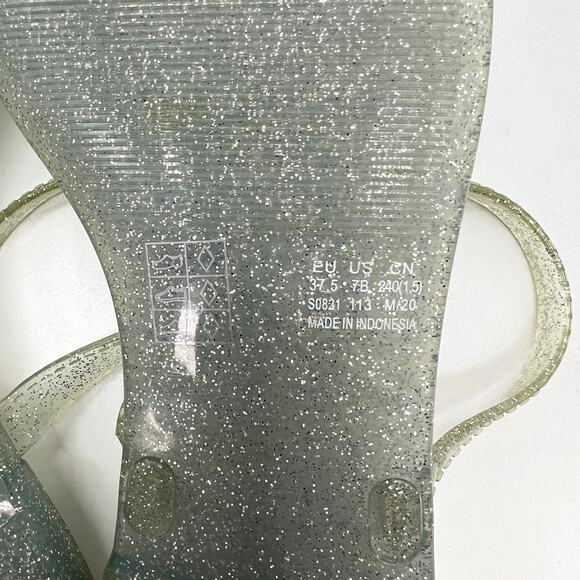 STUART WEITZMAN Sawyer Jelly Slide Sandals Womens 7 Silver Glitter Pool Vacation - Picture 7 of 7